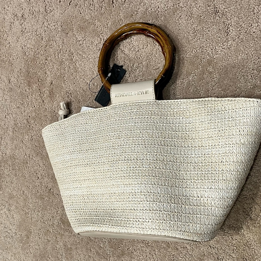 Off-White Cream Tote with Brown Accents